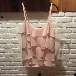 Ruffled, Pink, Tank Top.